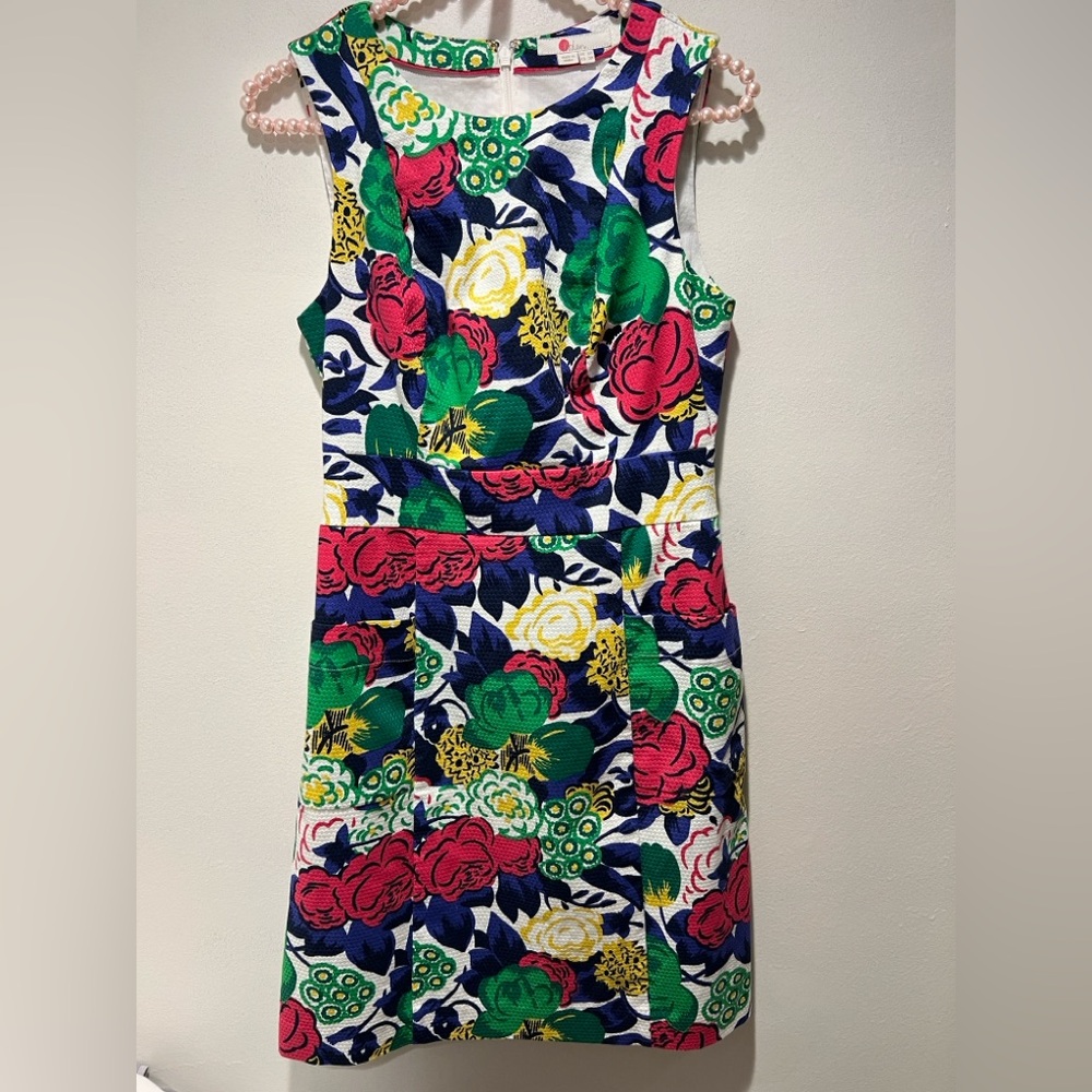 Boden Multicolor Floral Spring Derby Preppy Sleeveless Dress Size 2